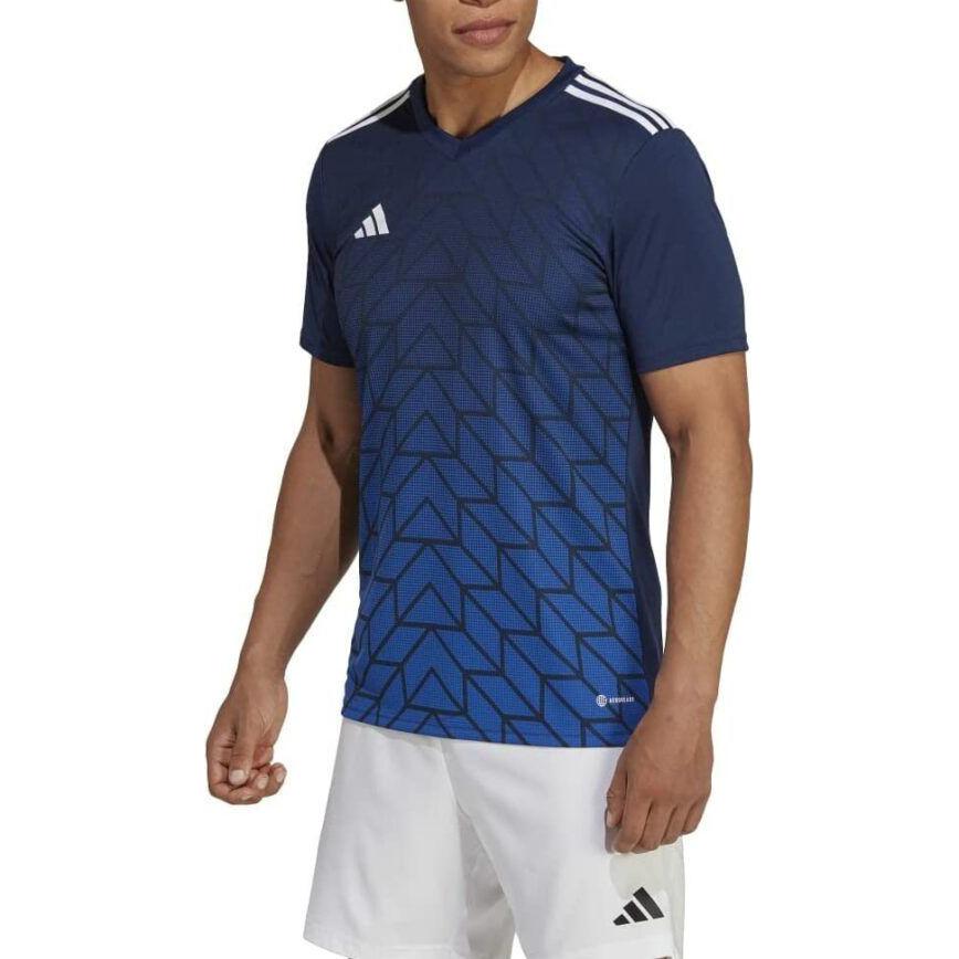 adidas T Shirts Men's Blue V Neck Moderate Straight Fit HR2631