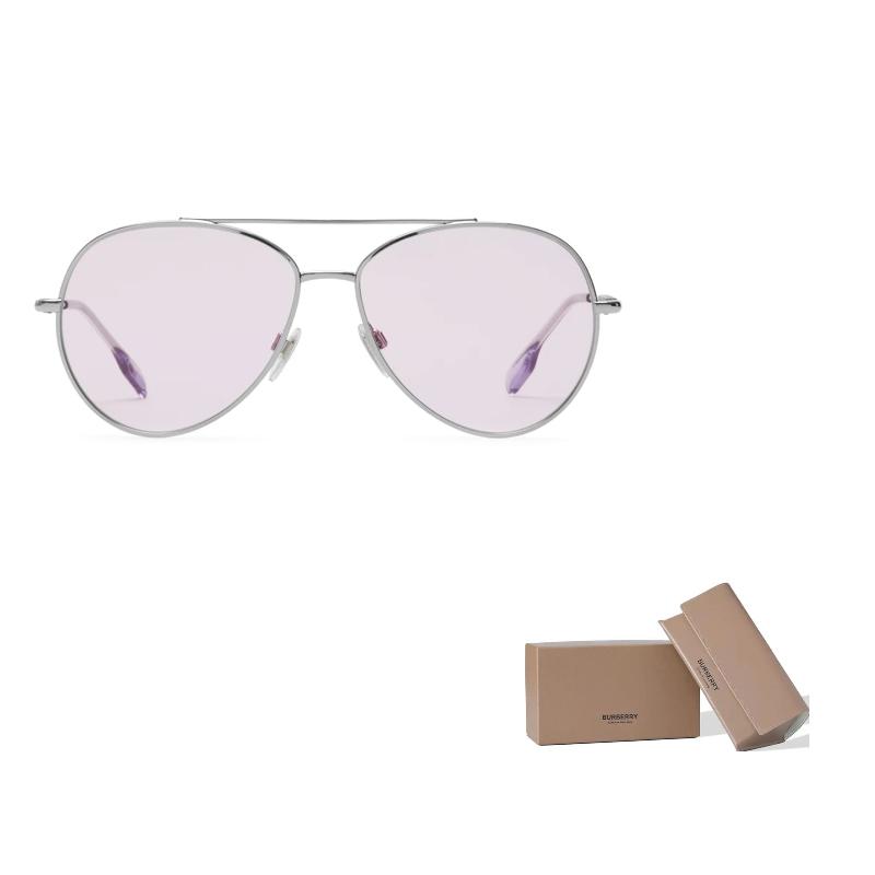 

Burberry Thin Frame Lettering Acetate Metal Irregular Sunglasses Women s Silver F серебряный