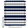 Striped Shower Curtain Navy Blue and Gray, Blue and White Striped Shower Curtain with Hooks for Bathroom Waterproof Bath Curtains for Home Hotel, 72"
