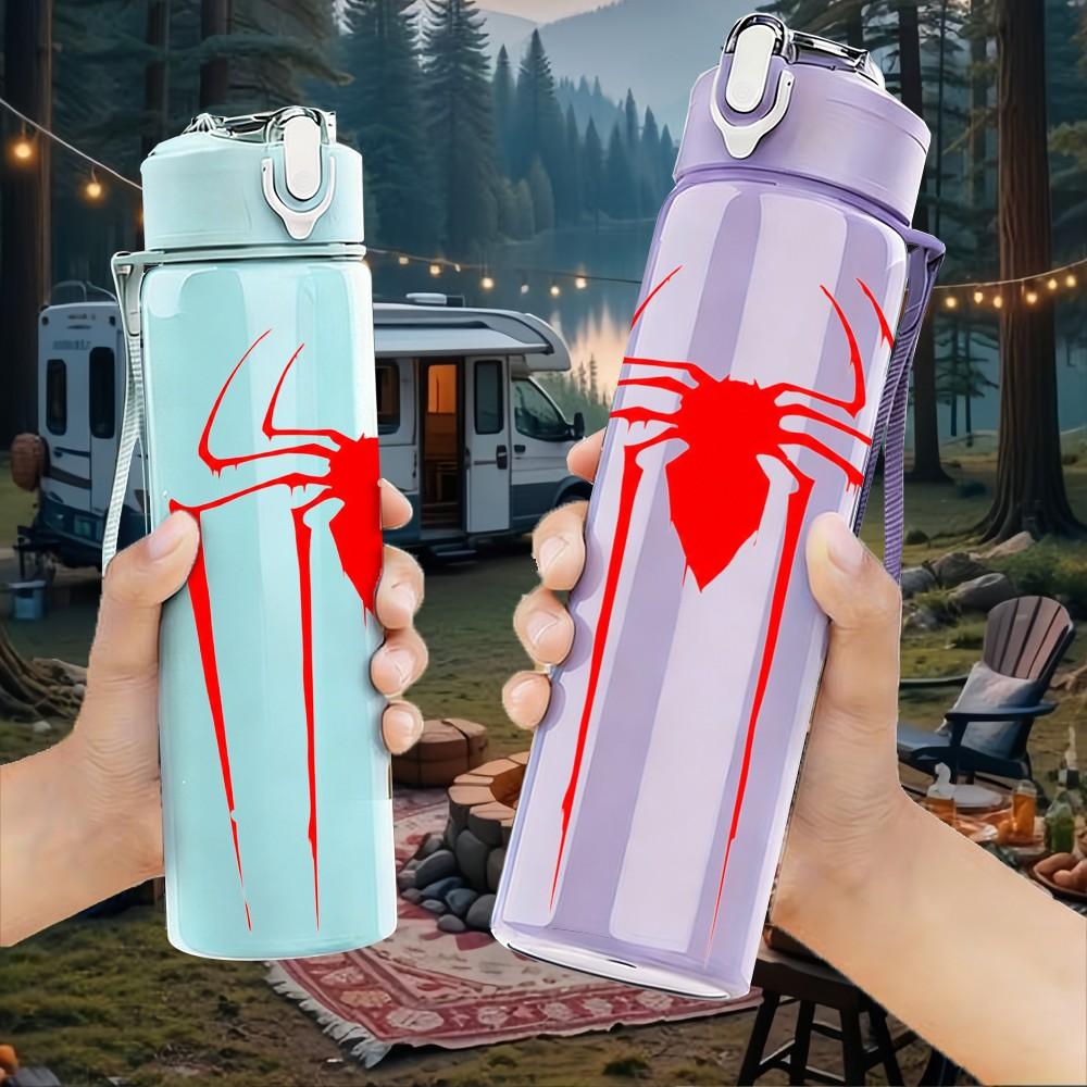 1PC Spider Mask Hero Symbol 750ml Color Plastic Sports Water Bottle Leakproof Flip Straw Lid Suitable for Sports Office Home Use