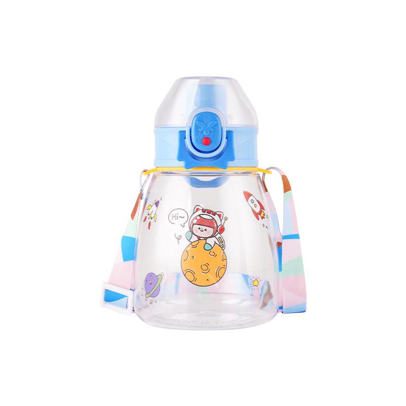 Water Bottle Summer New Plastic Cup Children's Elastic Cover Direct Drinking Cup Students Small Fresh Strap Water Cup Sticker Gift