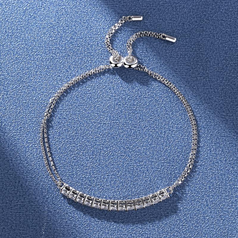 Pure Silver S925 Mosang Diamond Smiling Bracelet Heavy Industry Advanced Design D Color Diamond Waist Certificate