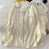 Chinese Antique Floral Women'S Pajamas Spring And Autumn New Long-Sleeved Lazy Loungewear Wrinkled Cloth Set Real Shot