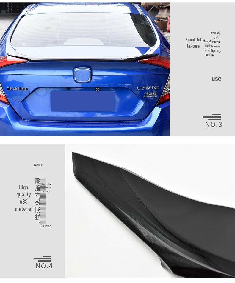 Compatible Rear Spoiler for 10th Gen Civic - No Drill Wing Deflector