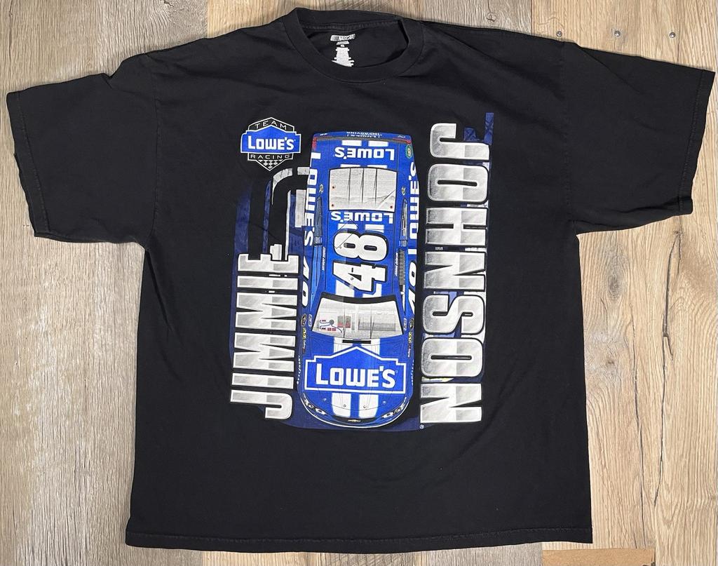 JIMMIE JOHNSON #48 NASCAR Team Lowes Racing Double Sided Graphic T-Shirt Men 2XL