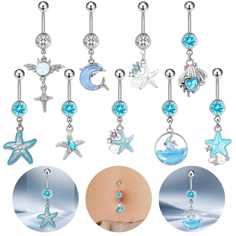 Gaibei Trendiger Delfin & Seestern Bauchnabelring