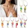 Colorful Adjustable Rope Chain Necklace Stainless Steel Oceanics Fish Charm Sturdy Jewelry Gift