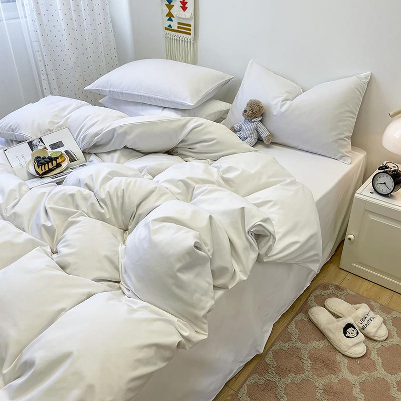 3-piece set of solid-color down duvet cover, bedding set (1 duvet cover +2 pillowcases, without core), soft and comfortable