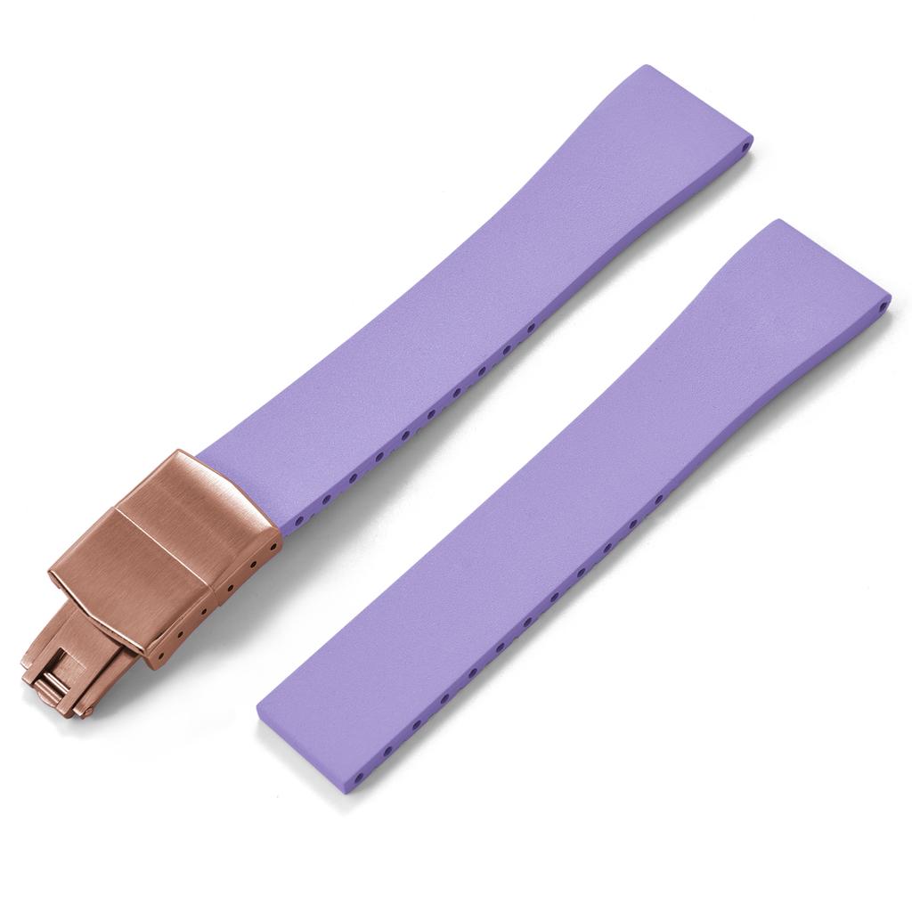 New Fluoro Rubber Watch Band CTS FKM Strap 16 18 19 20 21 22mm Cut to Size Fast Release Adjustable Universal Rose Gold Buckle