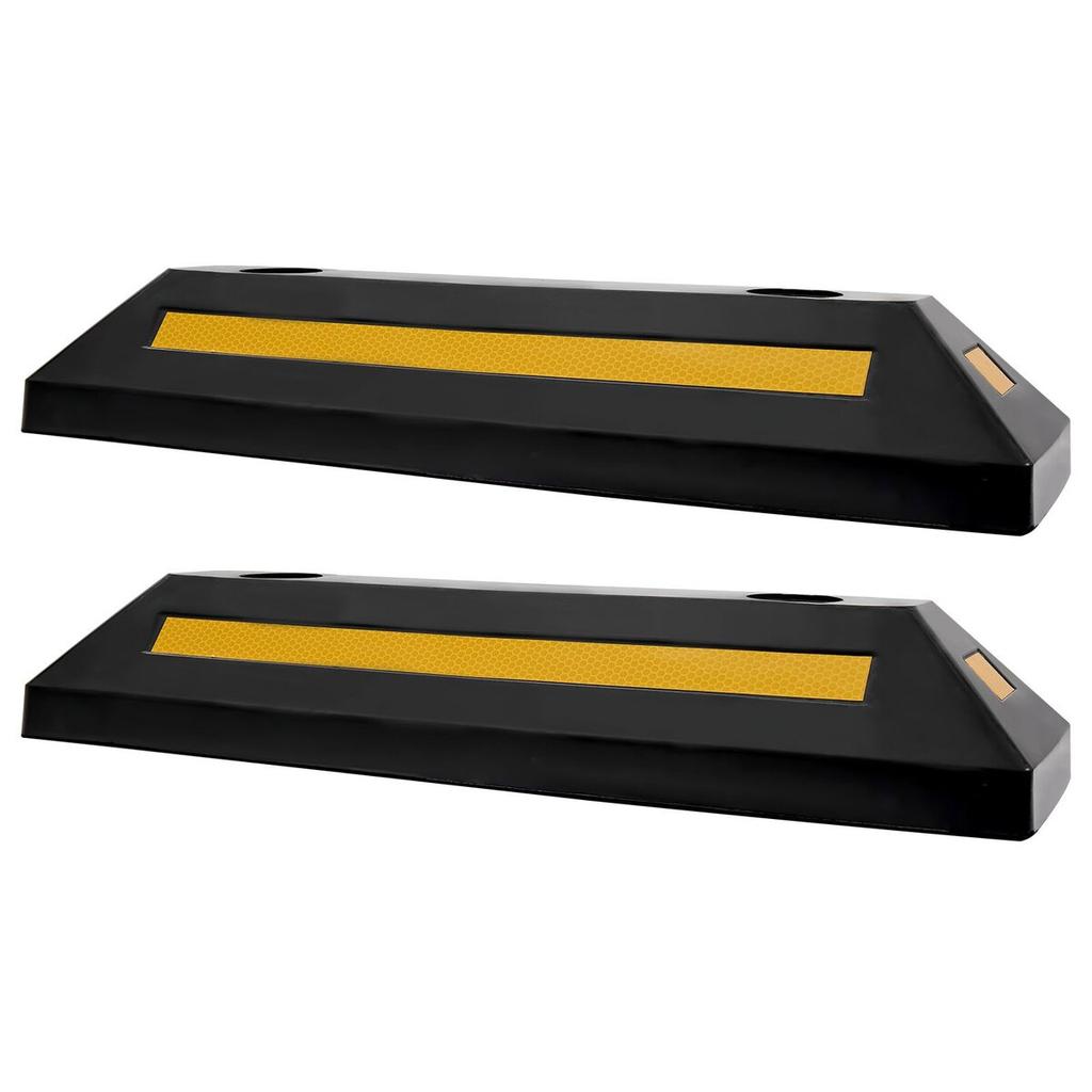 Parking Stopper, 548 Mm 2 Pcs Heavy Duty Parking Aid for Garage, Rubber Curb Garage Floor Stopper with Reflective Strips, Aid Gadgets for Cars Vans