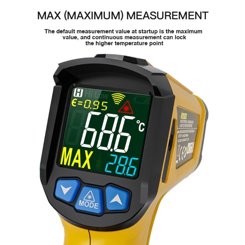 MESTEK Digital Temperature Thermometer -50 to 800℃ Temp with High Low Temperature Alarm Portable
