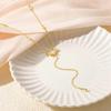 Stainless Steel Y-Shaped Pendant Necklace for Women Girls Elegant Gold Tone Cubic Zirconia Long Tassel Party Jewelry Gifts