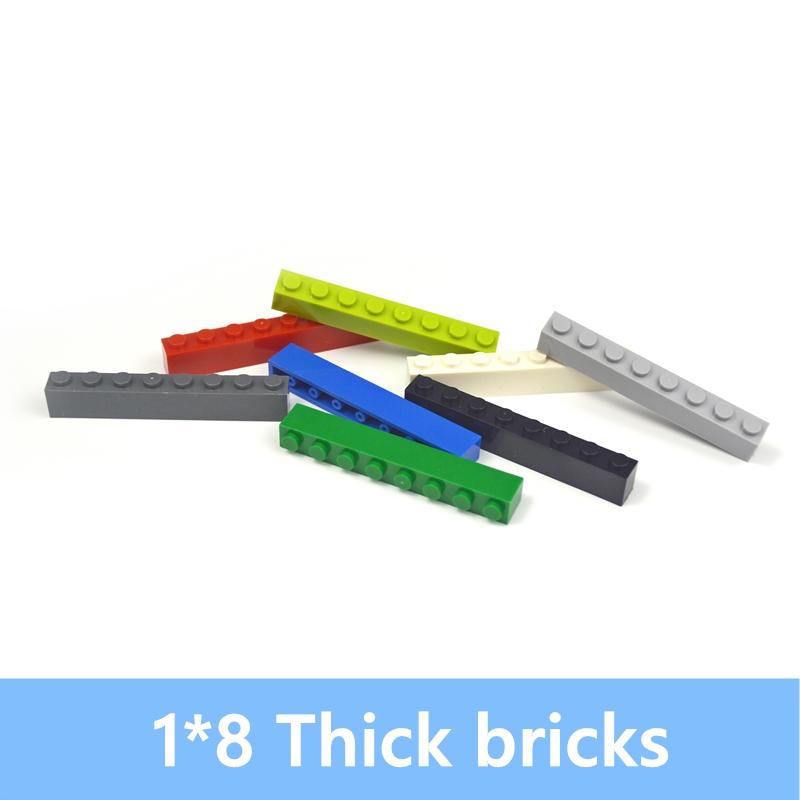 30Pcs Thick Building Bricks 1x8 Dots DIY Educational Construction Toys for Children