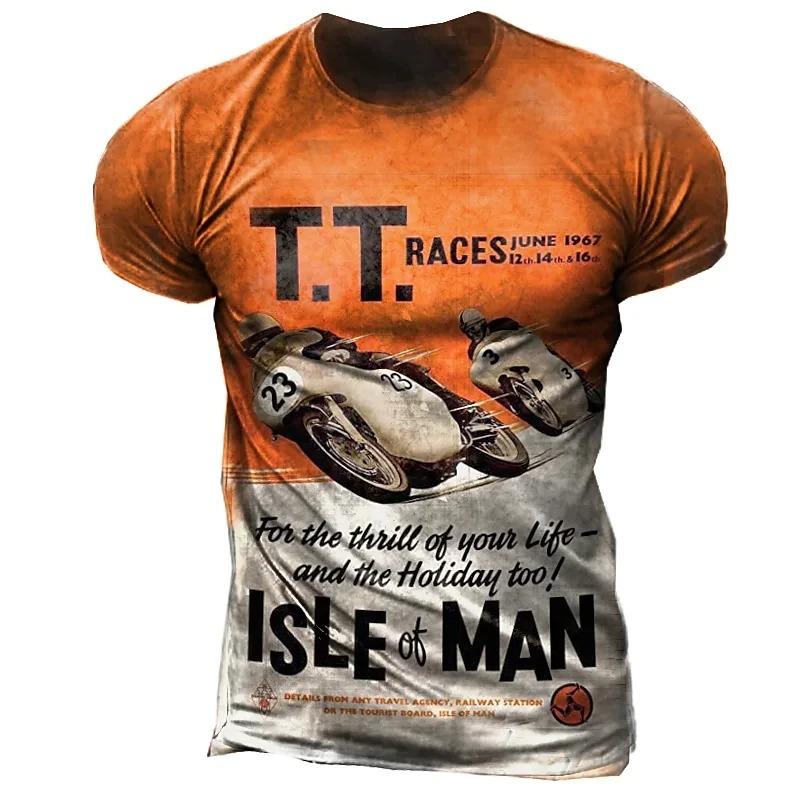 Men Vintage Motorcycle 3d Print Casual Short Sleeve Loose Oversized T-shirts for Men Sweatshirt Men's Top Clothing