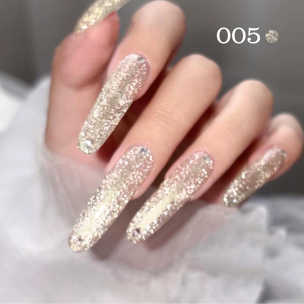 2025 Reflective Rhinestone Gel Polish - Super Sparkle Silver, Internet Trend, Nail Salon Exclusive