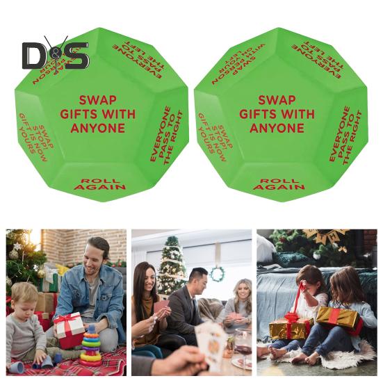 1/2Pcs Santa Swap Gift Exchange Dice 12 Different Sides Christmas Exchange Dice Game Party Supplies for Holiday Fun
