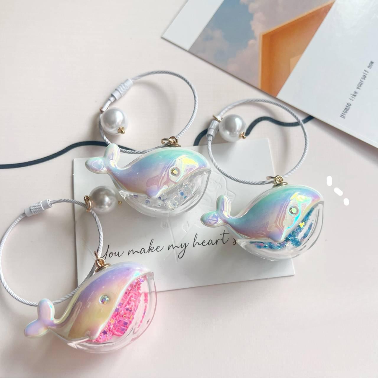 Lchome Unisex Pink Whale Keychain Backpack Pendant Ocean Couple