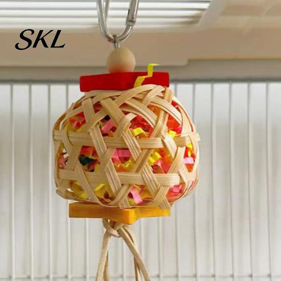 Parrot Playtime Toy Shredder Ball Toy, Bamboo Bird Foraging with Paper Enrichment Strips, Shredding for Parakeet Conure Cockatiel Lovebird Natural