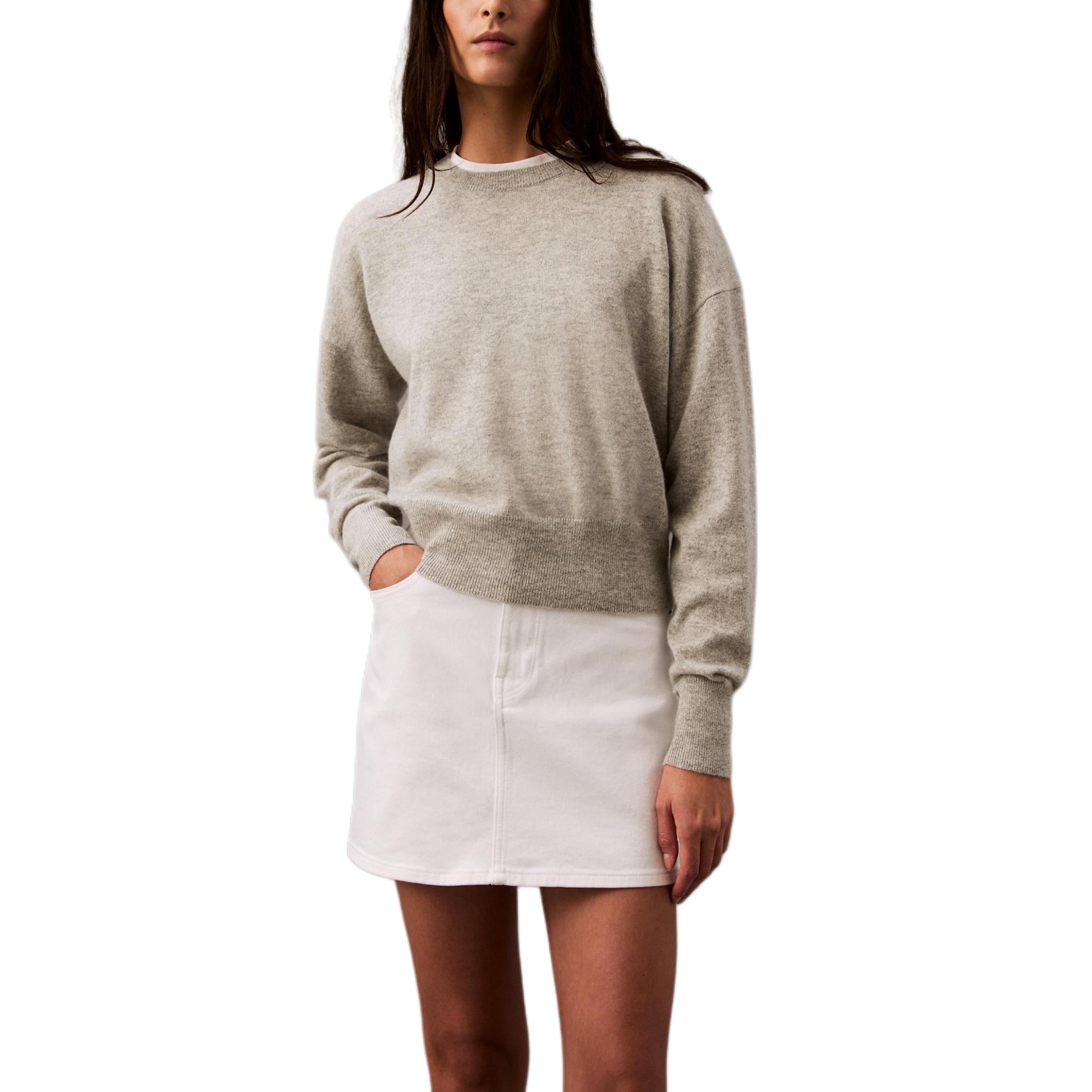 

Calvin Klein Мягкий однотонный кашемировый свитер с круглым вырезом Женский свитер Серый 40WL340-P7A S