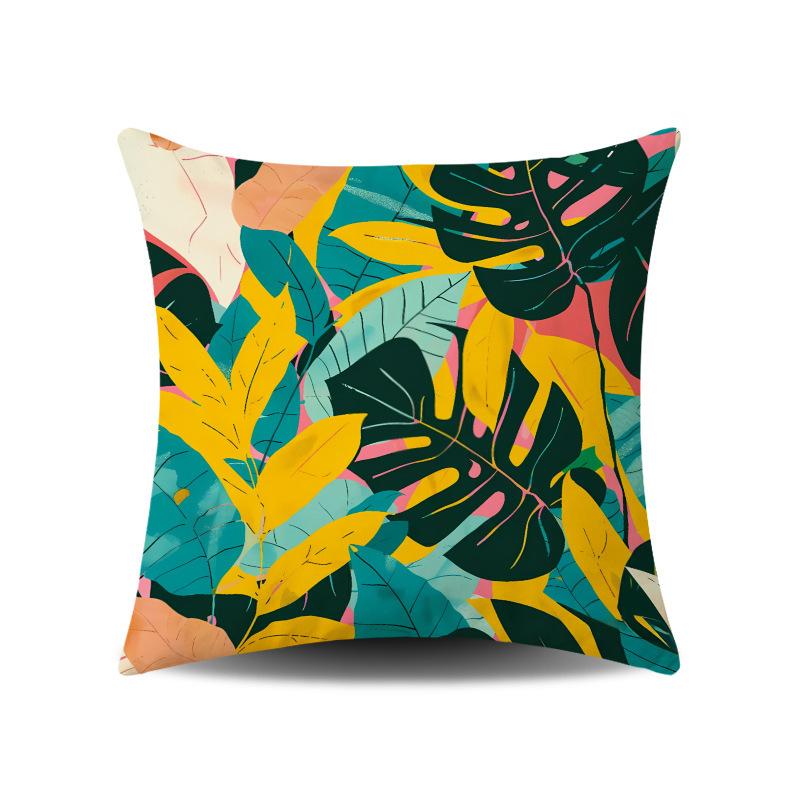 Summer Green Small Fresh Tropical Plant Digital Printing Sofa Pillow Office Car Universal Waist Cushion