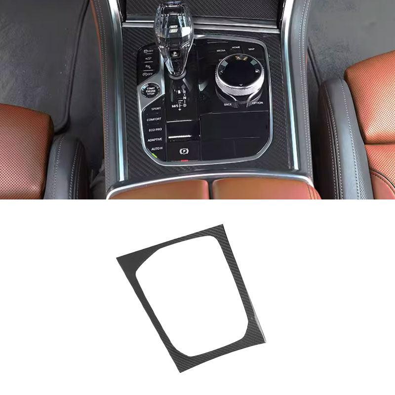 Soft Carbon Fiber Car Inner Center Console Gear Shift Panel Frame Trim Cover For BMW 8 Series M850i G15 G16