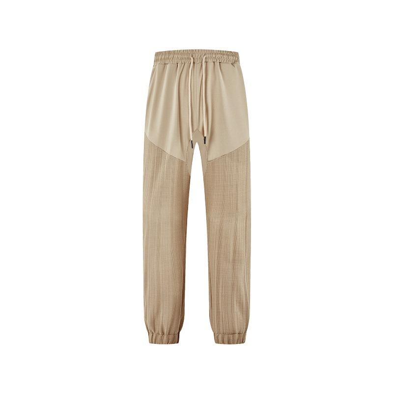 Casual trousers summer simple loose thin imitation hemp sports lace-up splicing men's sweatpants