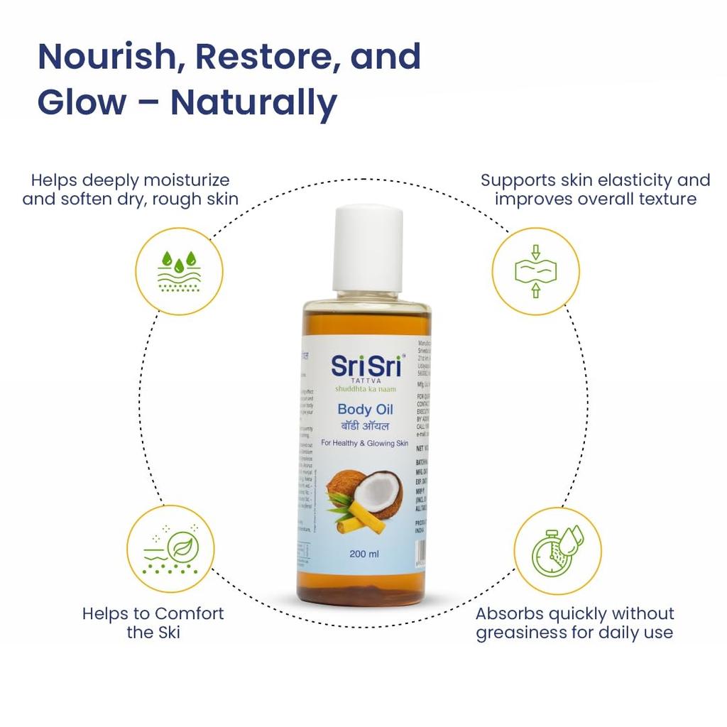 Sri Sri Tattva Shuddhta Ka Naam Body Oil 200ml Single Pack For Smooth Hydrated Skin
