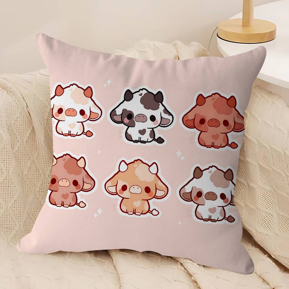 Niedliches Kuh-Bürokissen, Kissenbezug, Autokissenbezug, 45 x 45 cm, Lendenkissenbezug, Sofakissenbezug