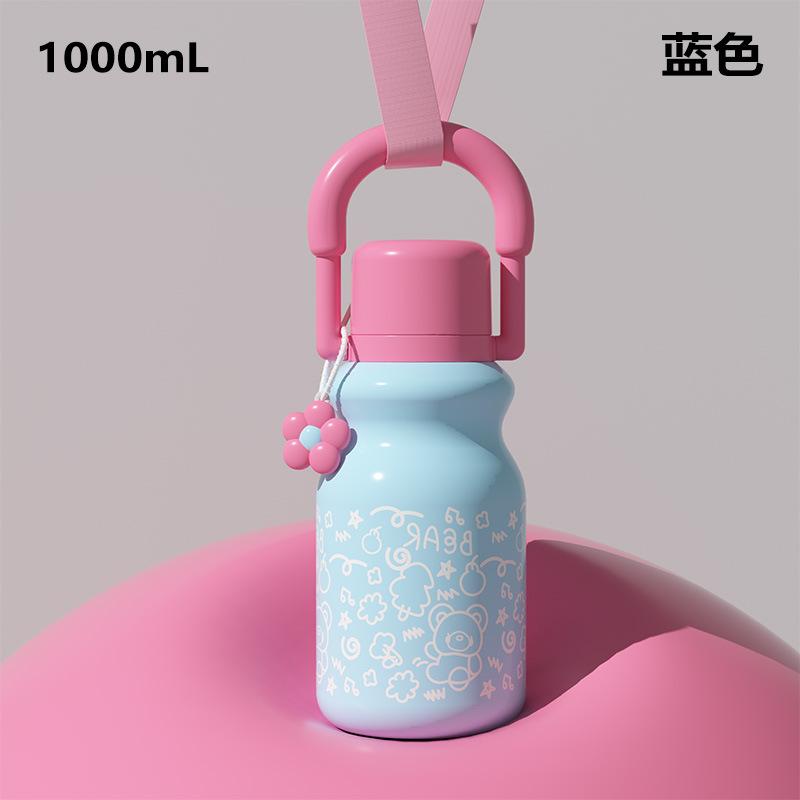 Stylish large-capacity portable thermos cup, straw thermos cup cup