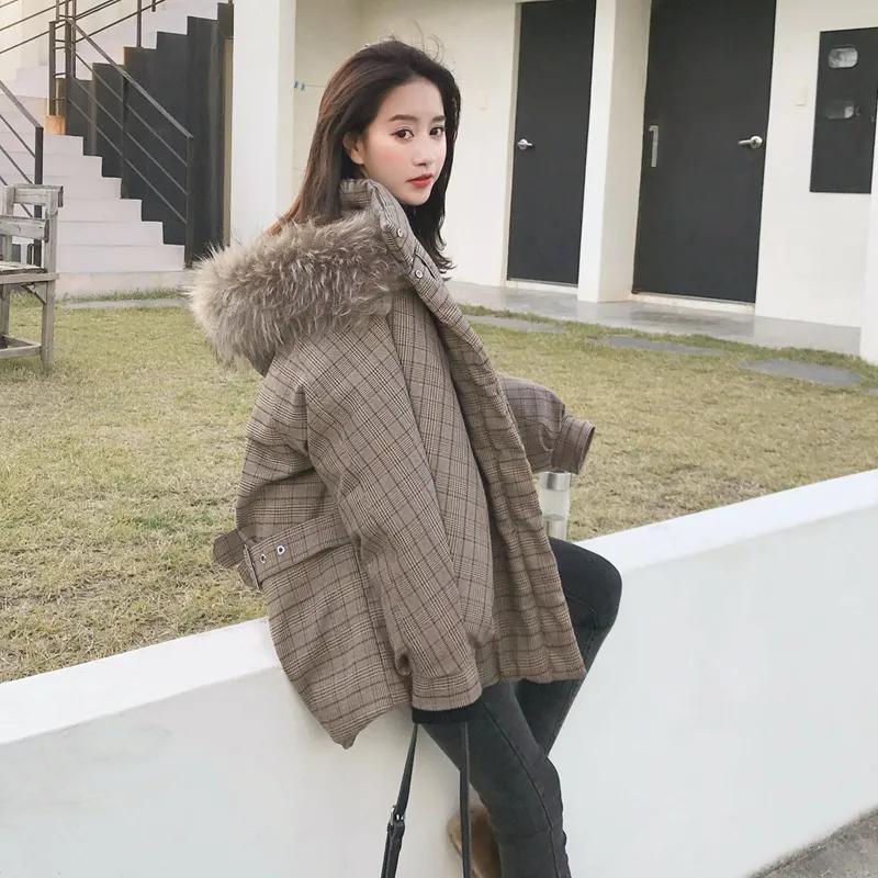 WTEMPO Solid Color Thickened Warm Cotton Coats Women's Large Size Autumn Winter Faux Fur Hooded Jackets