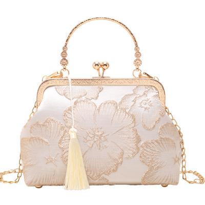 Vintage estélyi táska nőknek Kiss Lock felső fogantyús kuplungos válllánc pénztárca Kis Crossbody táskák bojtos estélyi kézitáskával esküvői bálba