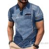 Mens 3D Digital Print Polo Shirt Loose Fit Short Sleeve Casual Top