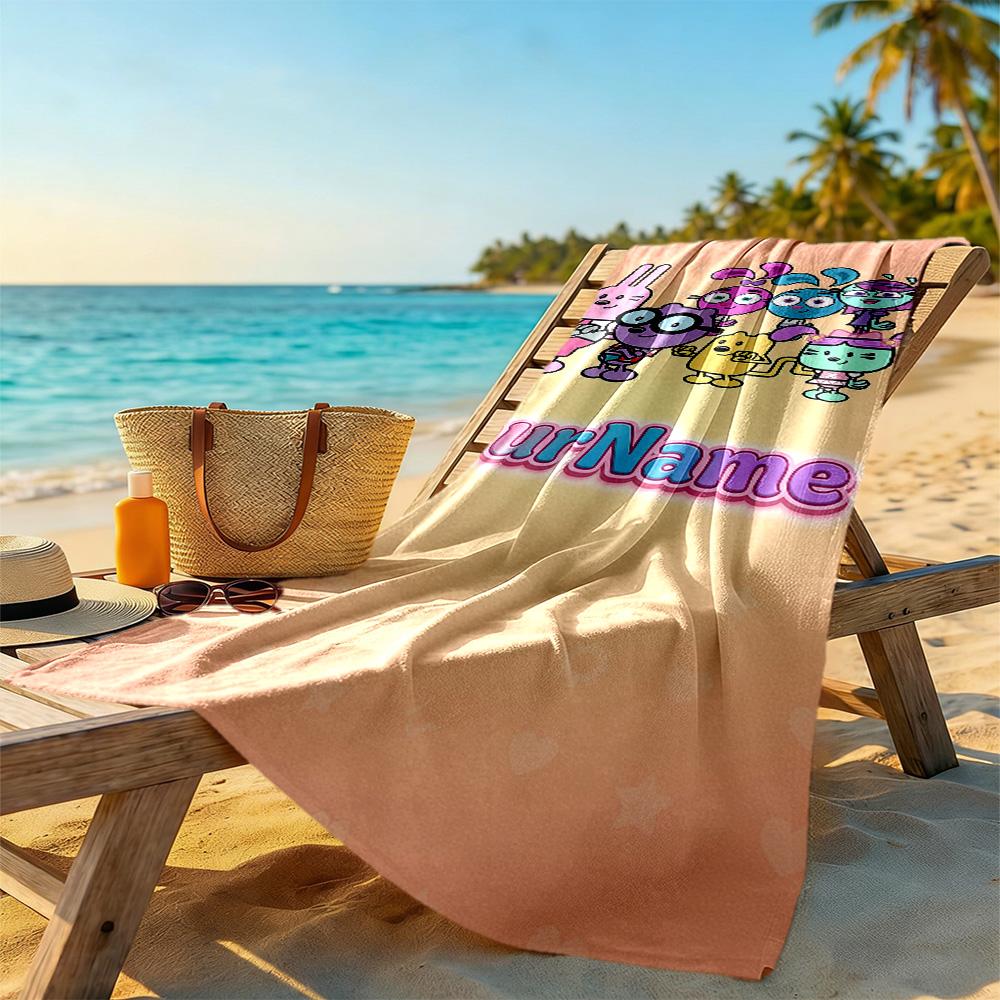 Wow! Wow! Wubbzy Customizable Name Beach Towel High Absorbency & Quick-Dry Portable for SwimmingBeachCamping Travel Beach AccessoriesGym