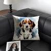 Pet Dog Art Cushion Cover Natural Linen Organic Fabric DoubleSided Printing Sofa Home Decor Gift Pillow Case