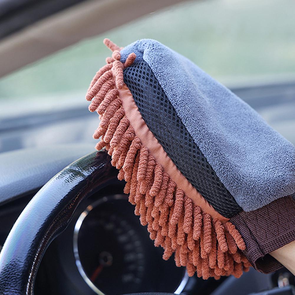 Large Microfiber Car Wash Mitt Waterproof Chenille Gloves Thick Car Cleaning Mitt Wax Detailing Auto Care Double-faced Glove