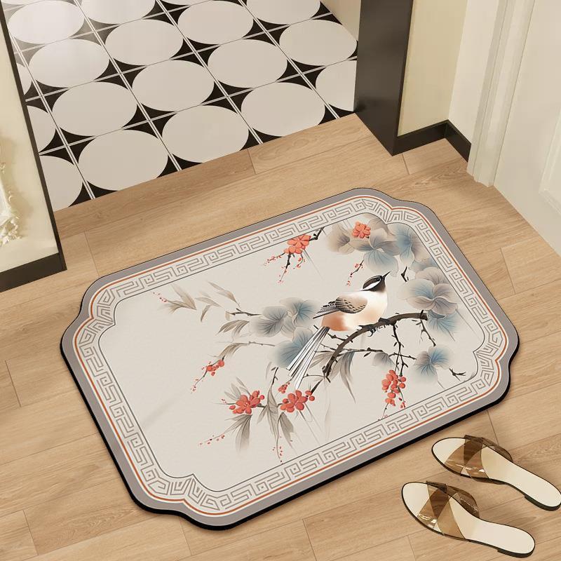 Mid-Autumn Absorbent Cushion Cushion Cute Chinese Flowers and Flowers Foot Mat Toilet Floor Mat Door Non-slip Bathroom Absorbent Cloth