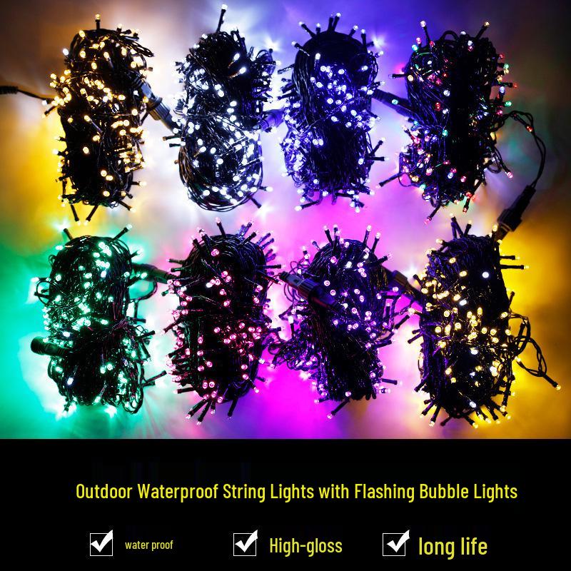 Outdoor Waterproof LED Flashing Bubble String Fairy Lights - Starry Sky Christmas & Camping Décor Red