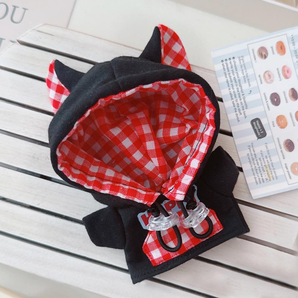 Für 17 cm Labubu Puppenkleidung, modische Kleidung, Kapuzenpullover, Puppenkleidung, farblich passende Kapuzenpullover, Puppenzubehör, süße Dekoration, kleine Tücher