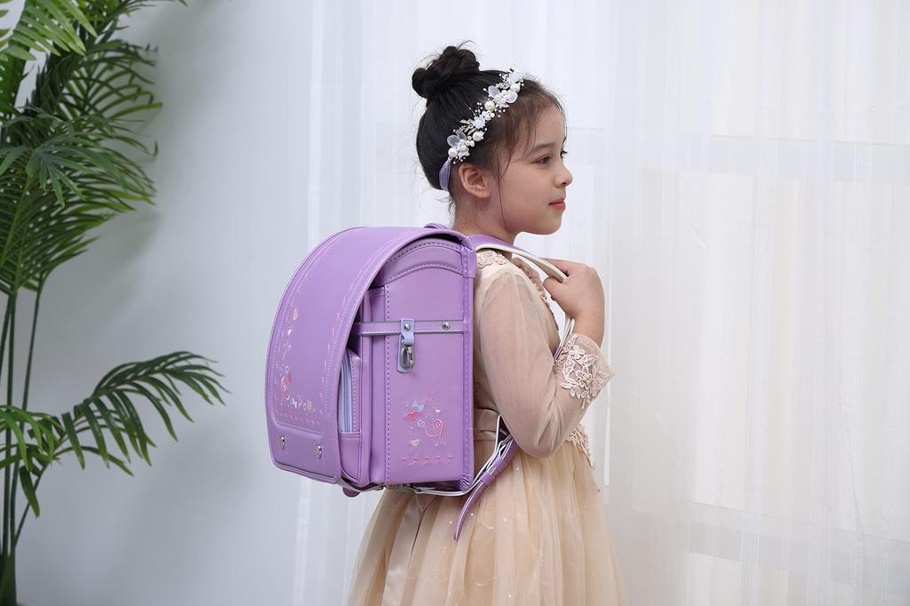 FancyLuLu Exclusive School Reinforced Direct from the with Transparent Large Fits A4 Embroidered Automatic School Gift [Amazon Brand] Girls' Backpack,