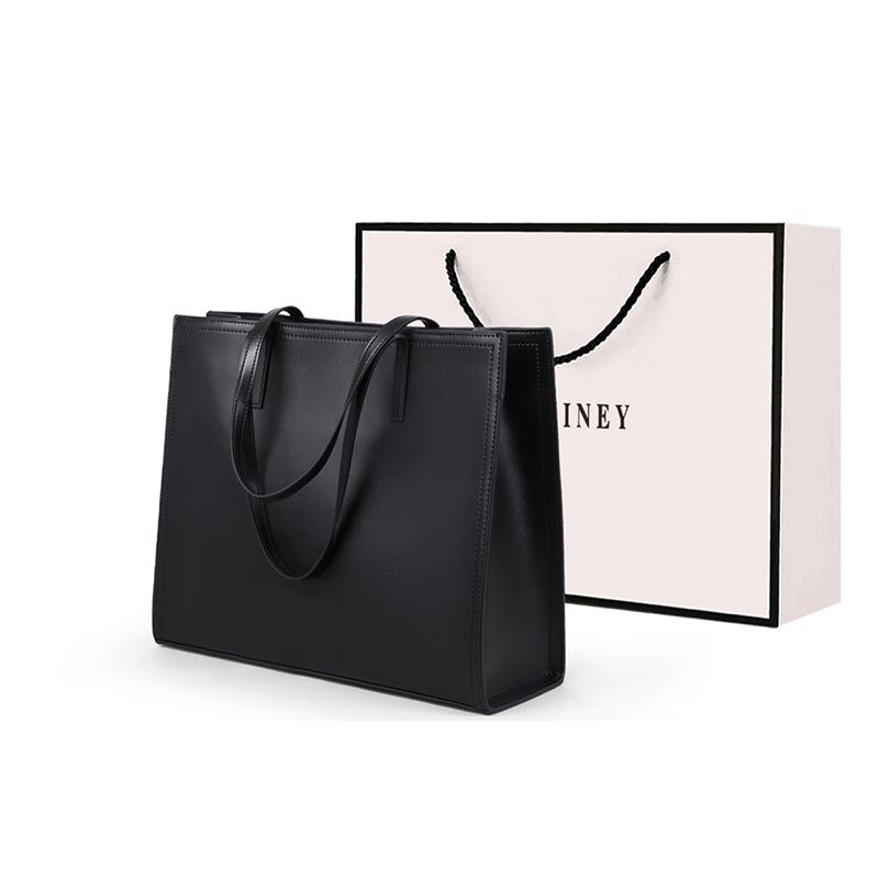 VINEY Cow Leather Shoulder Bag Women's Black 7589