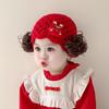 Adorable Knitted Baby Girl Hat with Rabbit Design Wig