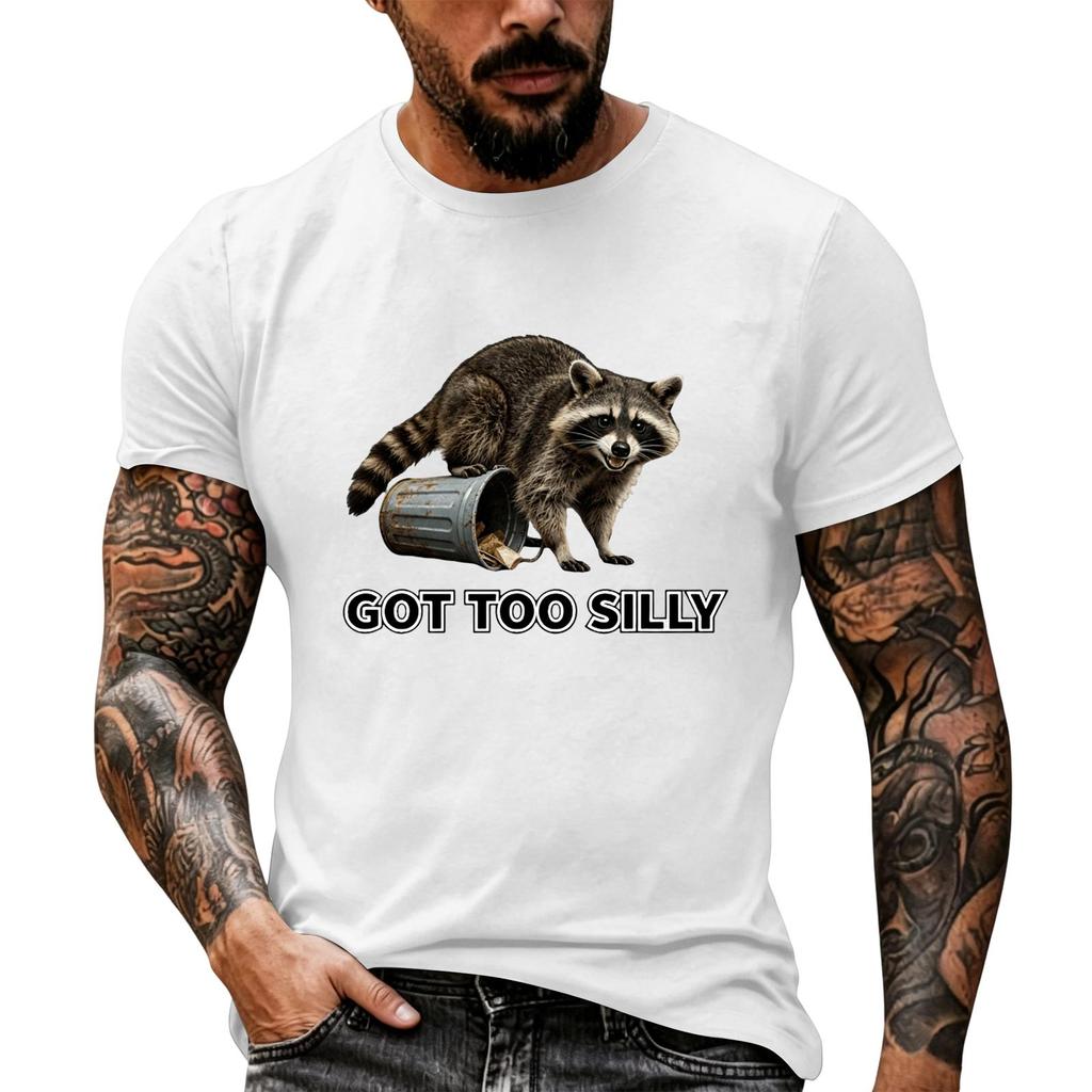 Men's Funny Animal Saying Print Vintage T-Shirt, Loose Breathable Summer Casual Top