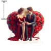 Modern Acrylic Love & Happiness Couple Statue - Romantic Heart-Shaped Rose Design - 2D Flat Acrylic Desktop Ornament
