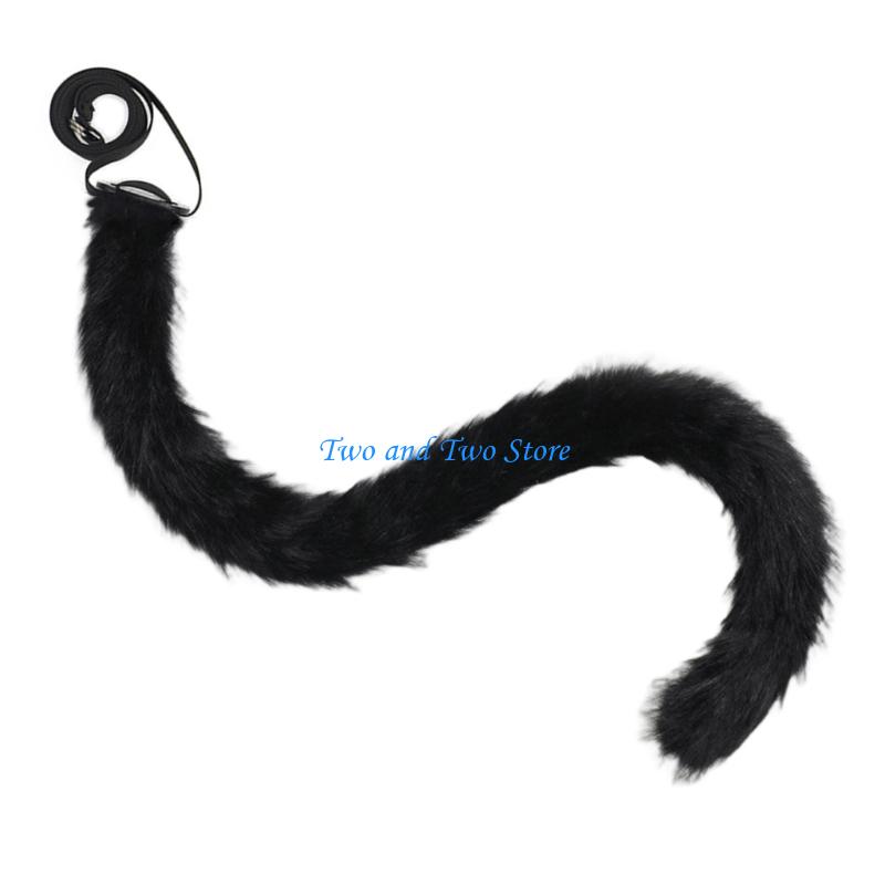 HX6F Animal Cosplay Costumes Cats Ears Foxes Tail Plush Fuzzy Animal Ears Hairhoop Foxes Tail for Halloween Dressing Up Party