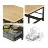 Modern Desktop Storage Rack, Wood & Metal Space Saving Shelf for Office, Pull-Out Mesh Basket Organizer for Coffee Pods, Tea