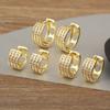 Nidin New Trendy Water-drop Hollow Design Sparkling Zircon Circle Hoop Earrings For Women Female Bridal Wedding Ear Jewelry Gift