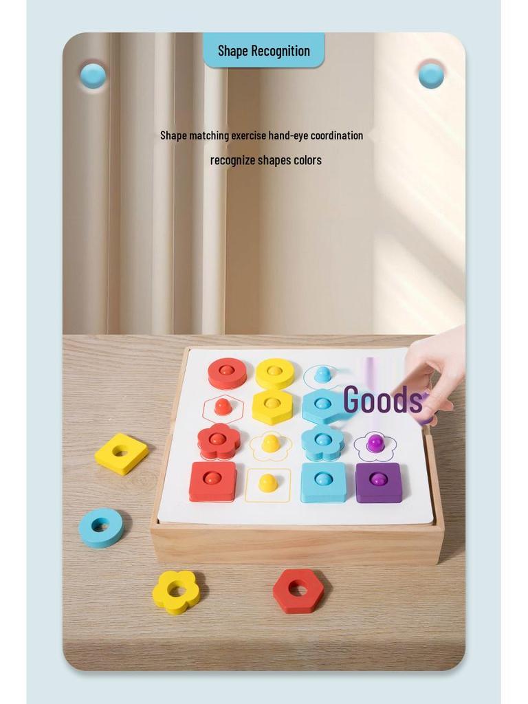 Toddler Gear Mushroom Peg Puzzle - Early Education Geometric Shapes, Creative Interlocking Board Toy