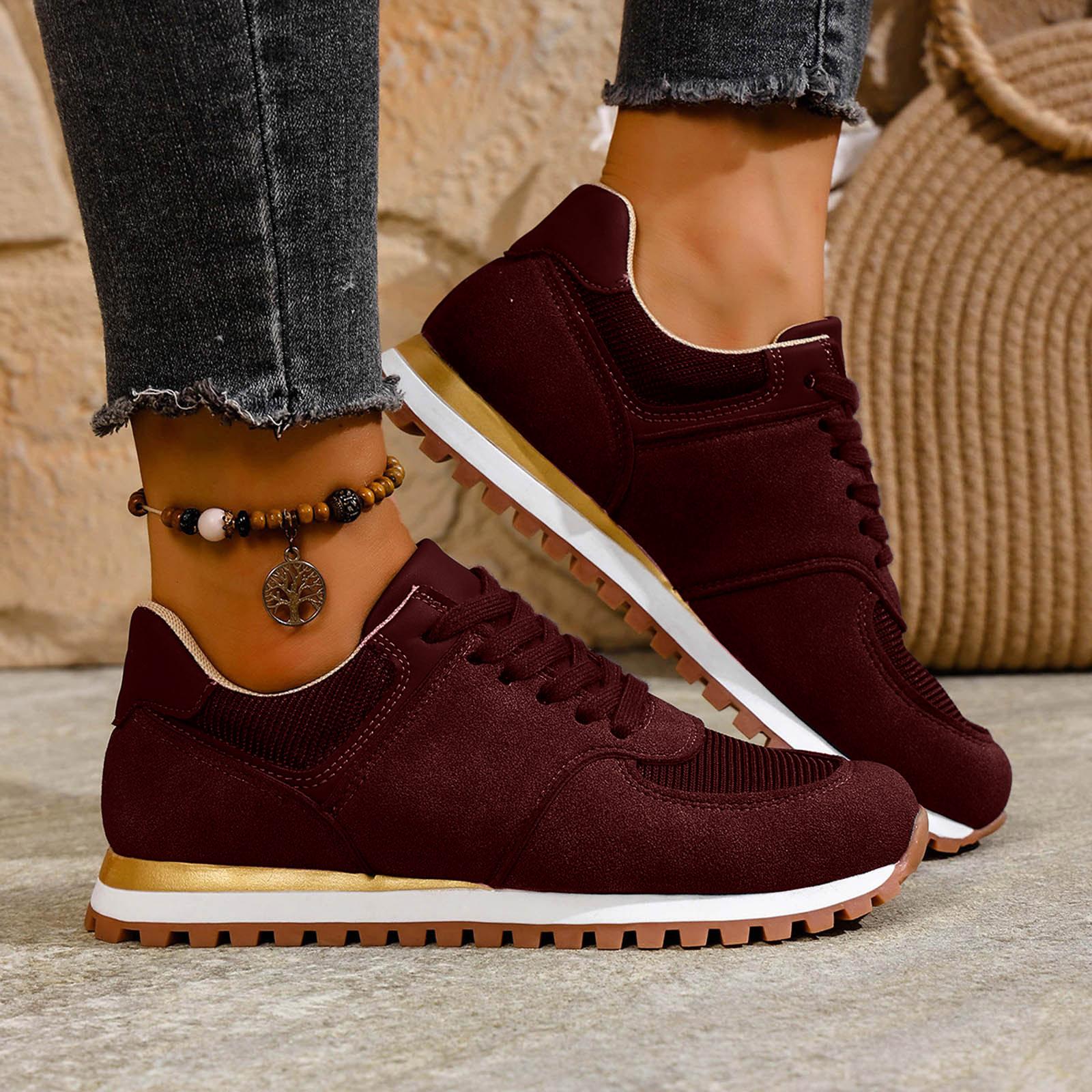 

Womens Casual Shoes Size 8ww Women S Platform Round Toe Retro Sneakers Versatile Lace Up Suede Wedge Casual Zapatillas De Mujer 36 винний