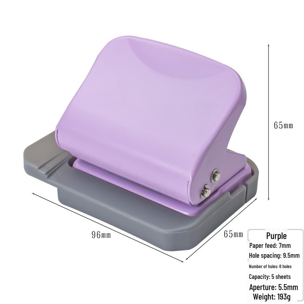 6-Hole Round Loose-Leaf Puncher, Student-Friendly, Multi-Hole, Manual, Labor-Saving.