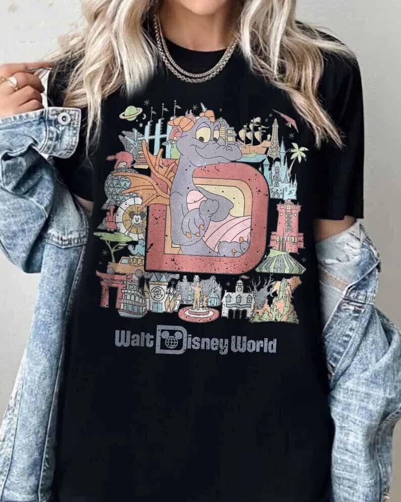 Винтажная футболка Walt Disney World, Футболка с Фигментом из Диснея, Унисекс футболка с Фигментом из Диснейленда Эпкот L